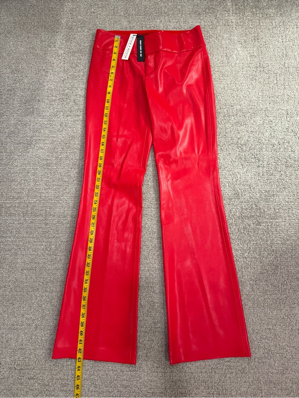 NEW ALICE + OLIVIA Red Fitted Vegan Leather Blazer Suit - Picture 12 of 15